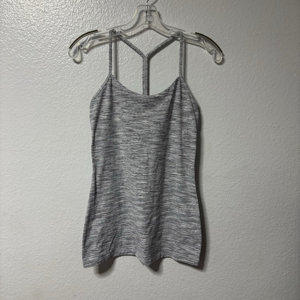 Lululemon Women's Size 6 Heathered Gray Power Pose Tank Top Racerback W1ASYS
